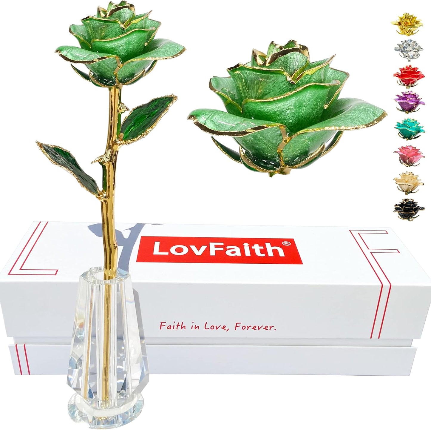 Valentines Day Real Rose Dipped 24K Gold with Crystal Stand, Best Original Rose Gift for Her Wife Anniversary Birthday