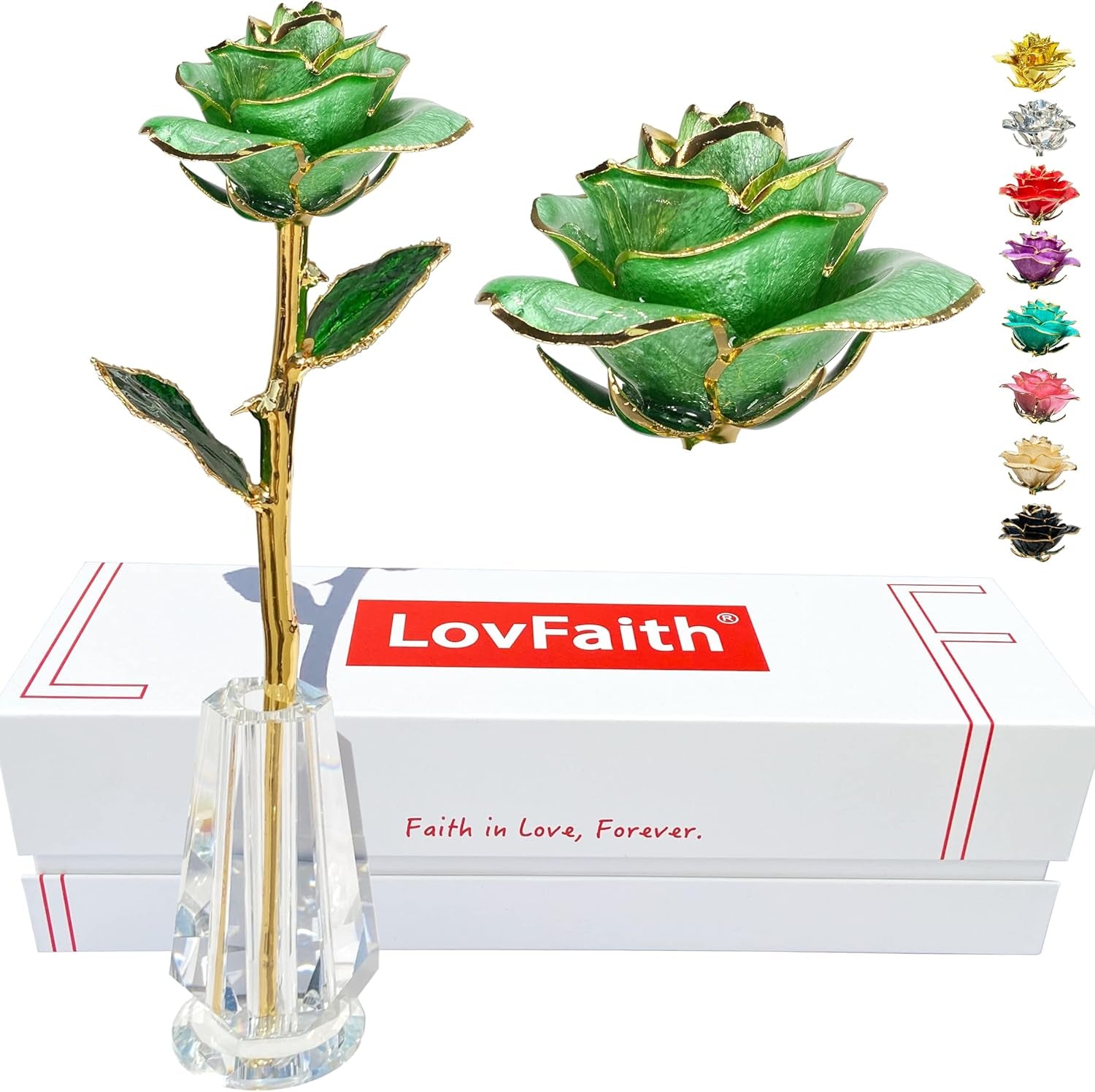 Valentines Day Real Rose Dipped 24K Gold with Crystal Stand, Best Original Rose Gift for Her Wife Anniversary Birthday